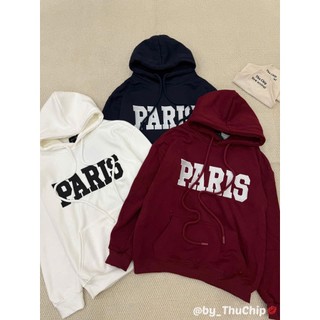 Áo Khoác Hoodie Paris Nỉ Dài Tay Có Mũ Form Rộng Trùm Mông QCCC Cao Cấp