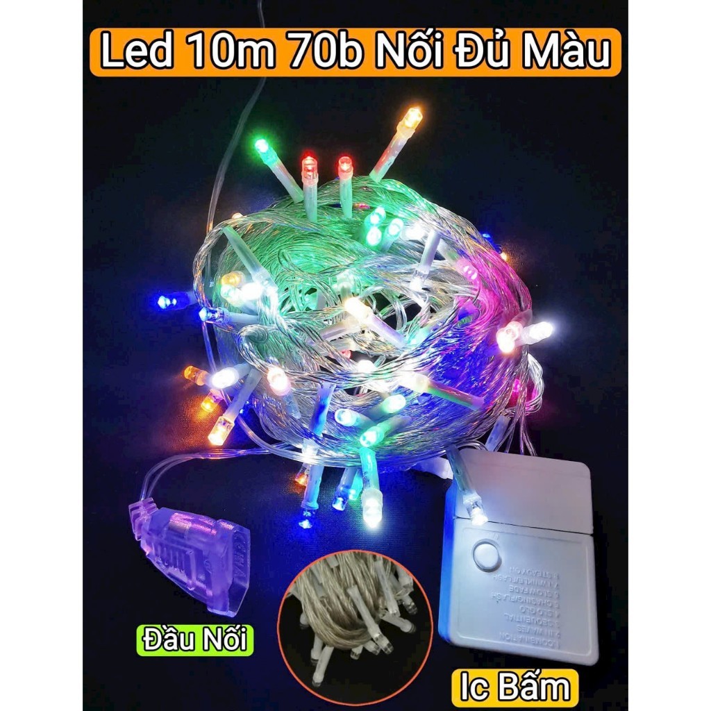 Combo 2 Dây đèn LED chớp trang trí Noel 10m - 70 bóng - 8 kiểu chớp chống nước CÓ NỐI