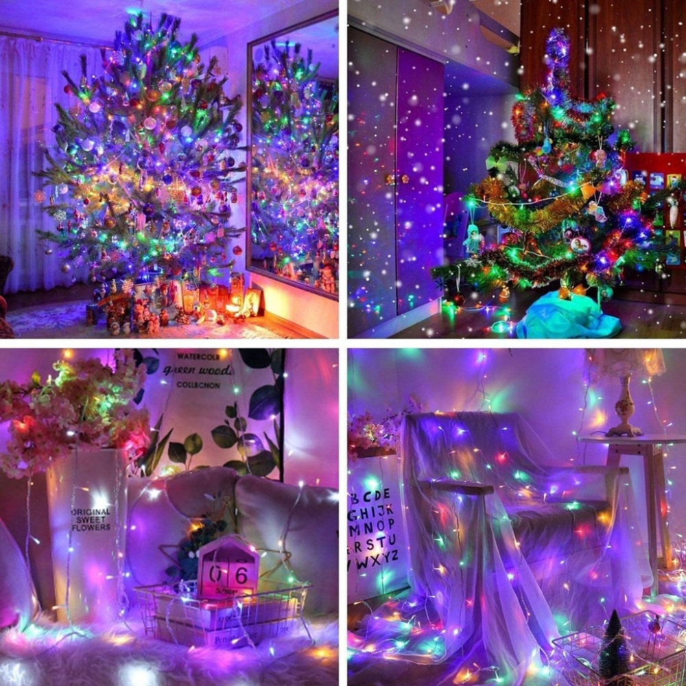 Combo 2 Dây đèn LED chớp trang trí Noel 10m - 70 bóng - 8 kiểu chớp chống nước CÓ NỐI