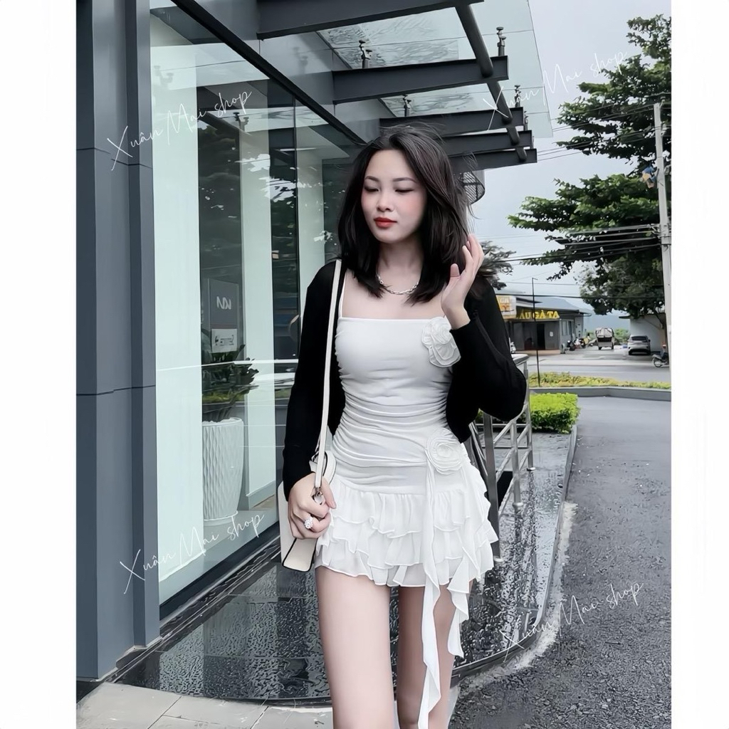 [TẦNG VOAN]Đầm DÂY PHỐI TẦNG VOAN kèm quầnváy rời đệm mút Xuân Mai shop