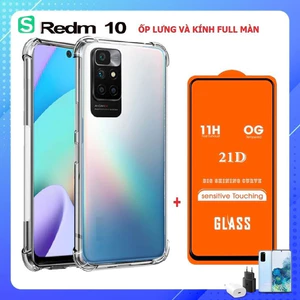 Combo kính cường lực Dành Cho Redmi 10 Redmi 10 Prime full màn hình + Ốp dẻo trong chống sốc