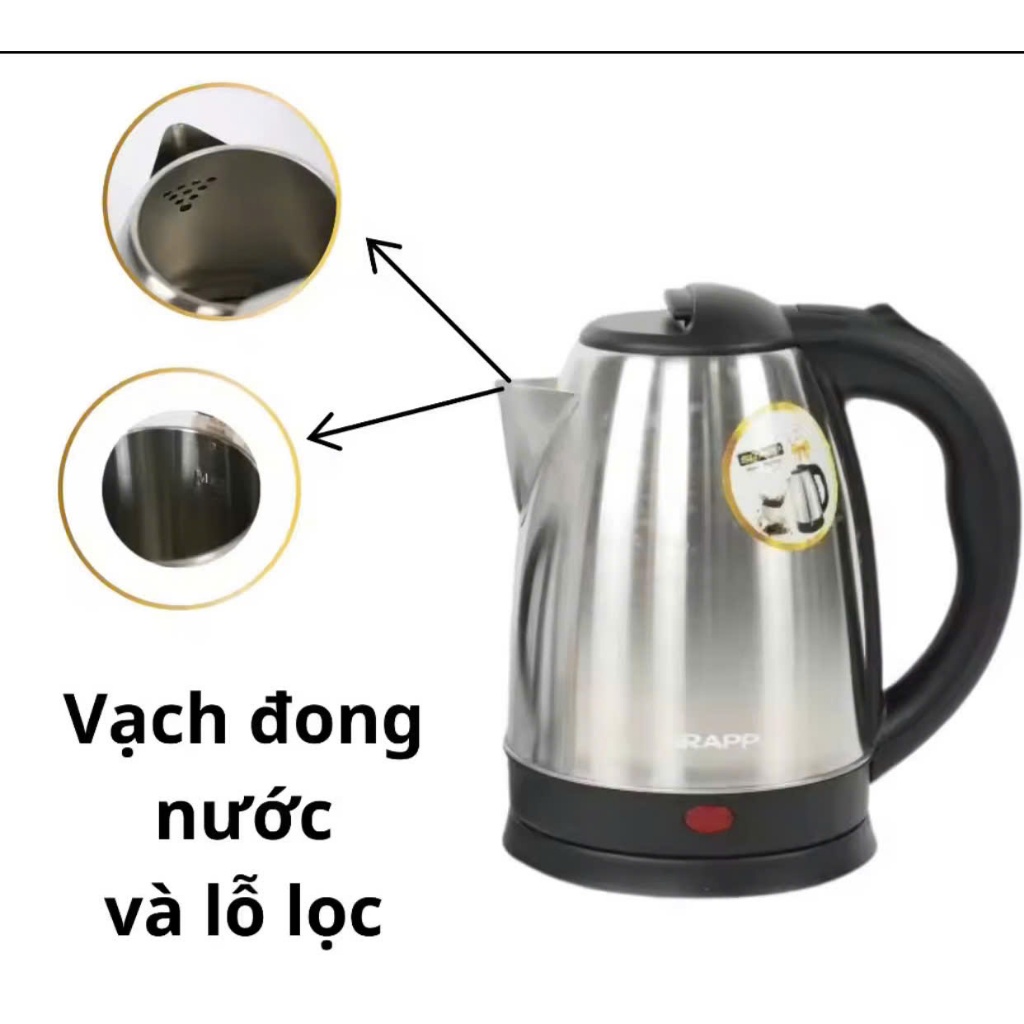 Ấm siêu tốc inox SRAPP SH-ST186,ấm đun nước siêu tốc,inox ấm điện siêu tốc,ấm đun nước nóng,bình siêu tốc,ấm điện inox,ấ