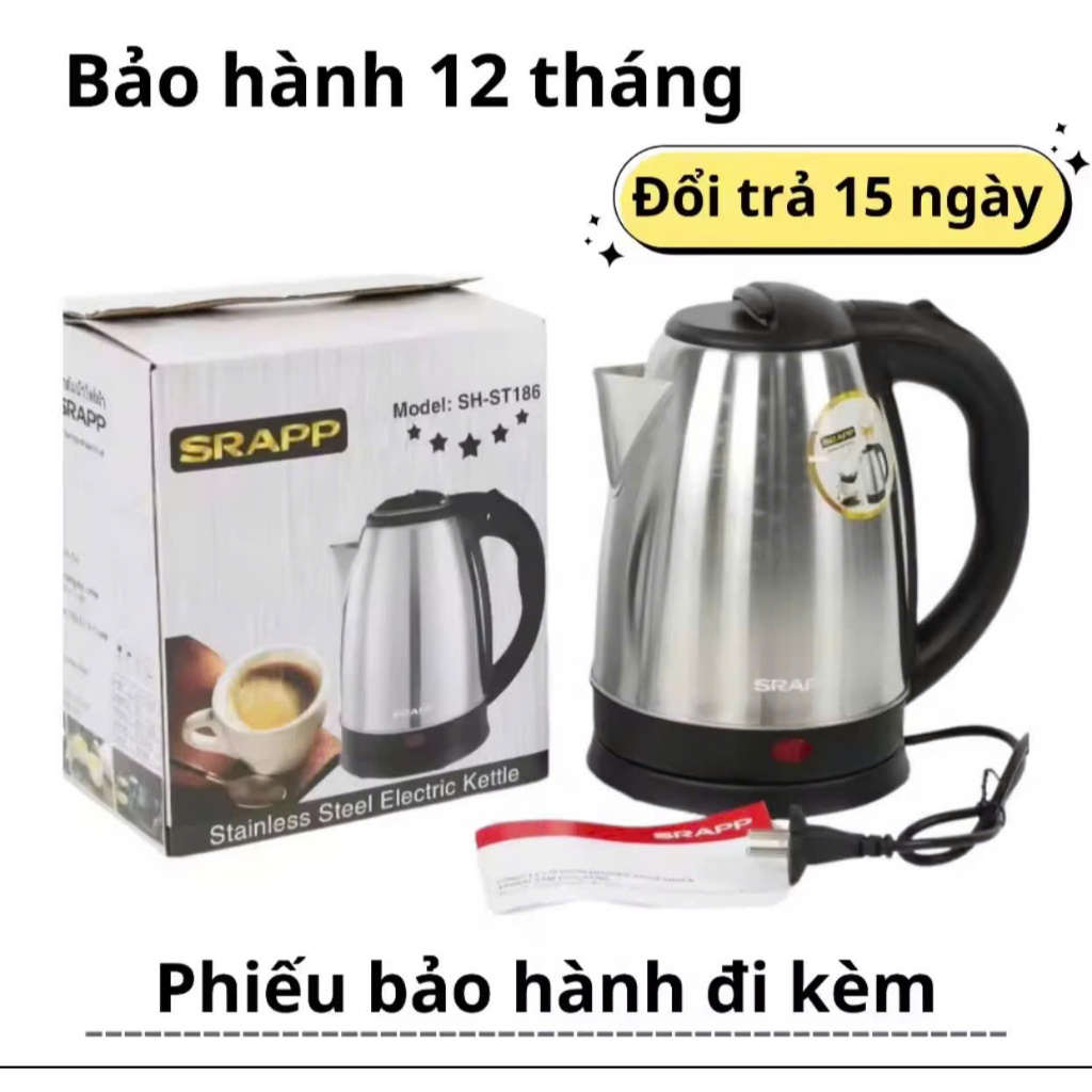 Ấm siêu tốc inox SRAPP SH-ST186,ấm đun nước siêu tốc,inox ấm điện siêu tốc,ấm đun nước nóng,bình siêu tốc,ấm điện inox,ấ
