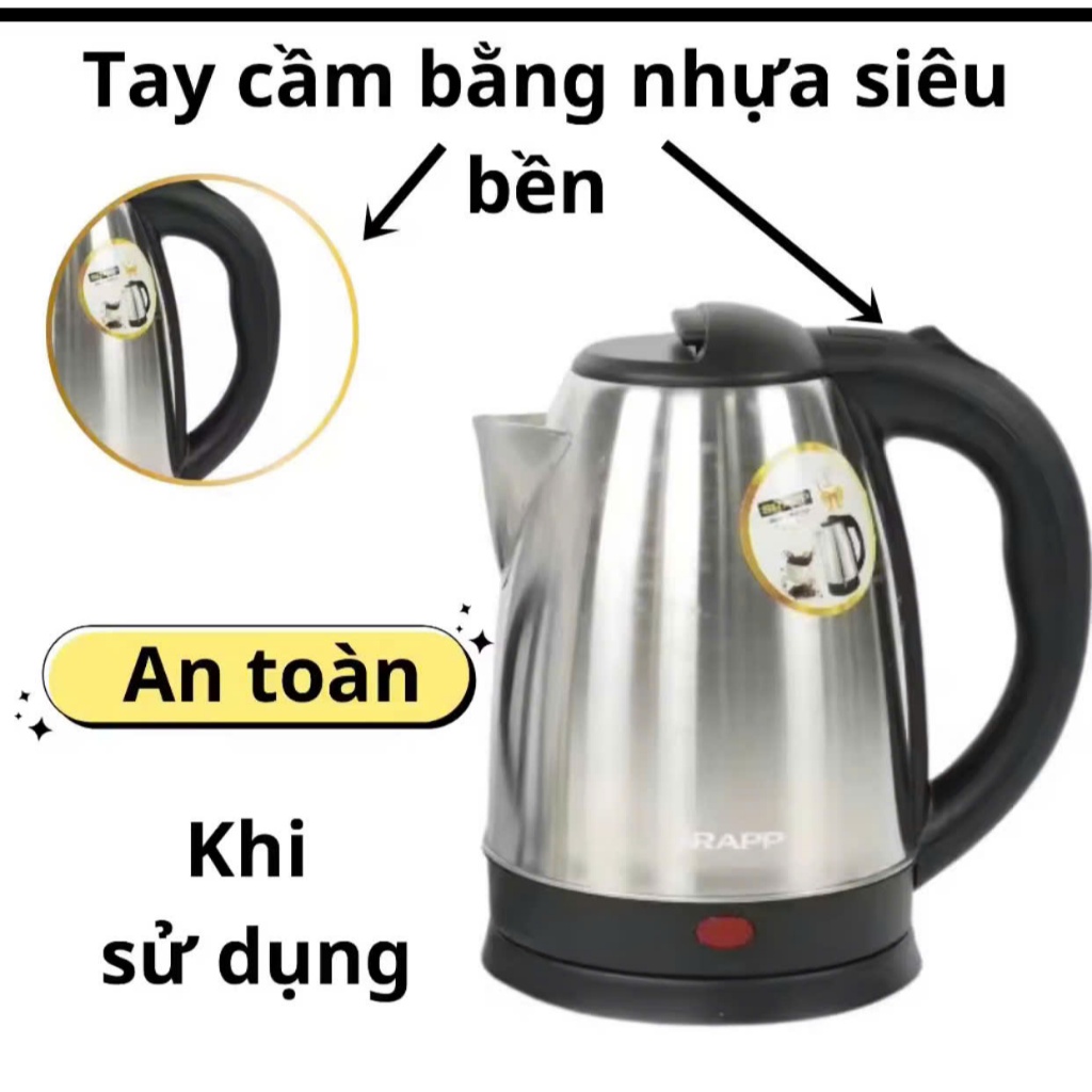 Ấm siêu tốc inox SRAPP SH-ST186,ấm đun nước siêu tốc,inox ấm điện siêu tốc,ấm đun nước nóng,bình siêu tốc,ấm điện inox,ấ