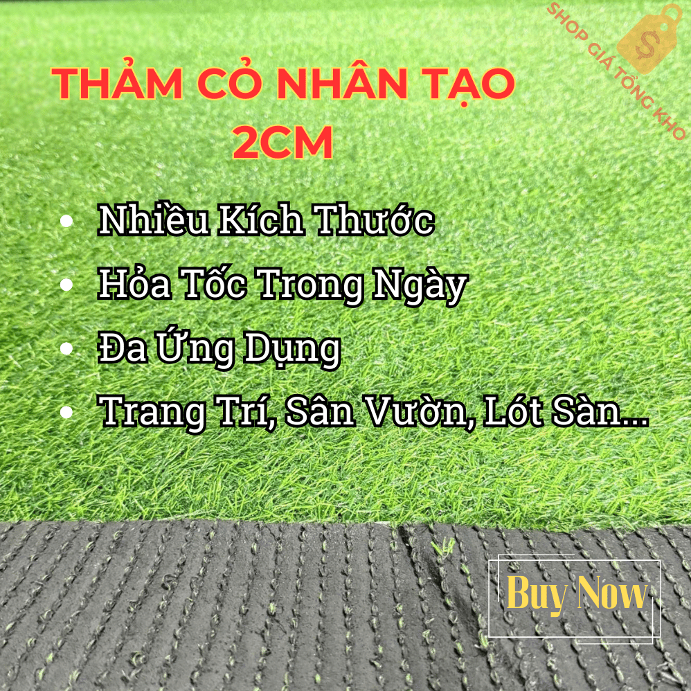 Thảm Cỏ Nhân Tạo 2cm Nhiều Kích Thước Phù Hợp Trang Trí, Sân Vườn, Lót Sàn, Ban Công ...