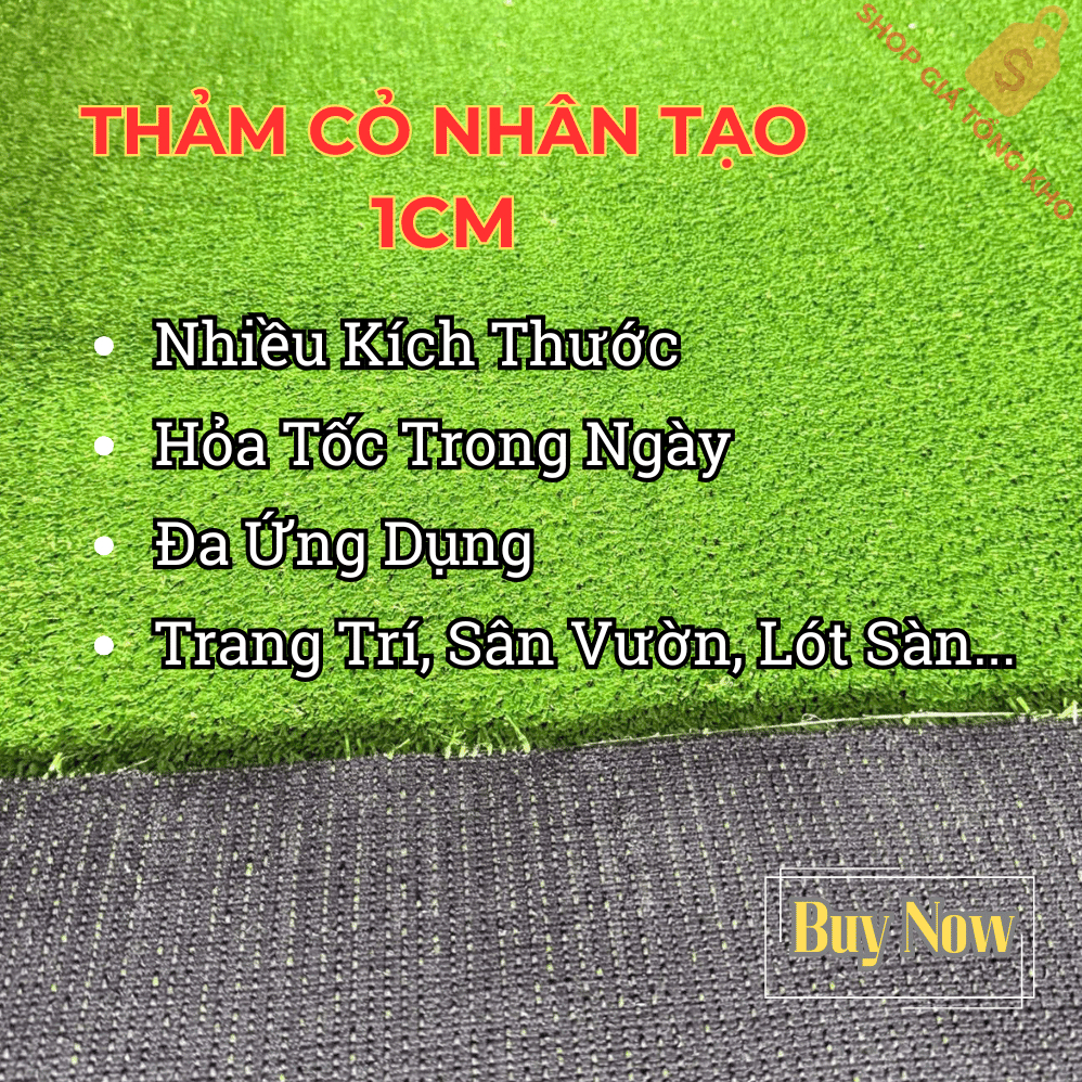 Thảm Cỏ Nhân Tạo 1cm Nhiều Kích Thước Phù Hợp Trang Trí, Sân Vườn, Lót Sàn, Ban Công ...