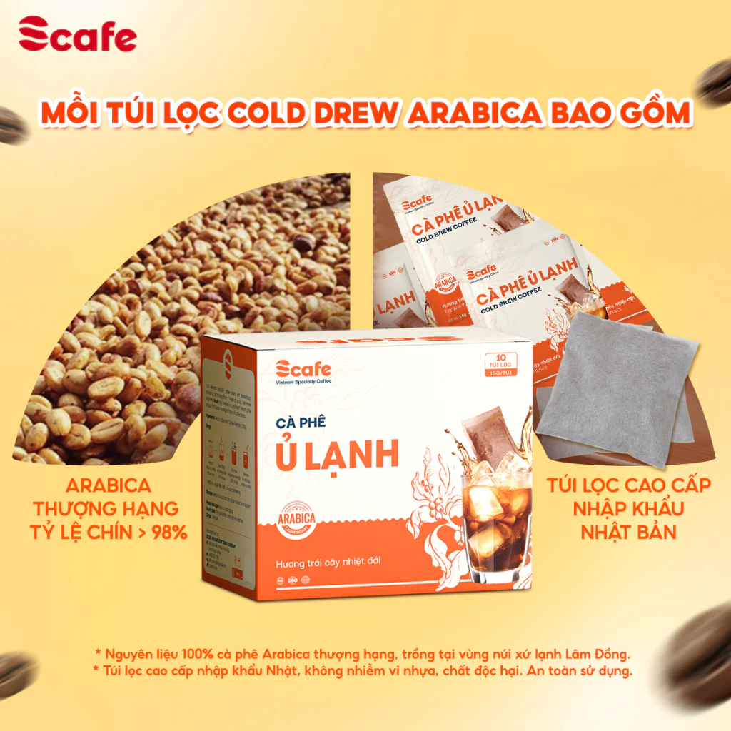 Cà Phê Ủ Lạnh Cold Brew Hạt Arabica Nguyên Chất Nốt Hương Trái Cây Nhiệt Đới Scafe Việt Nam