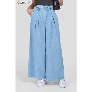 Quần Jean Nữ 𝐂𝐂𝐇𝐀𝐓 Dáng Suông Ống Rộng Sybil Chất Liệu Jeans Cao Cấp 25GDJ2006ST