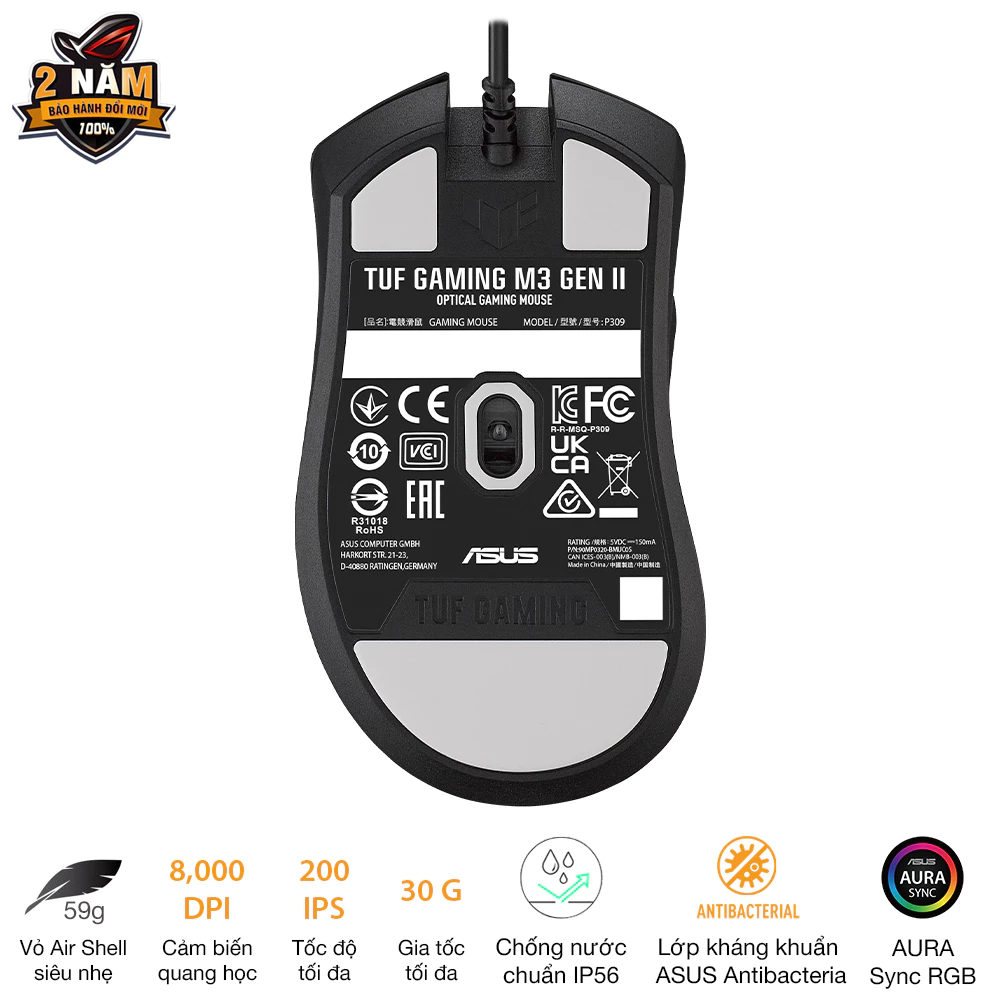 [LIVE] Chuột game có dây ASUS TUF GAMING M3 GEN II, 8000Dpi, chống bụi nước IP56