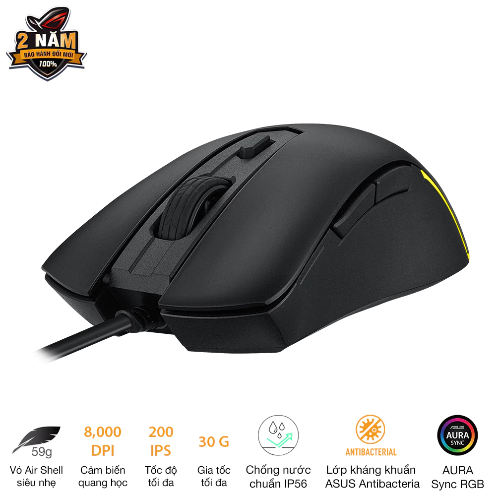 [LIVE] Chuột game có dây ASUS TUF GAMING M3 GEN II, 8000Dpi, chống bụi nước IP56