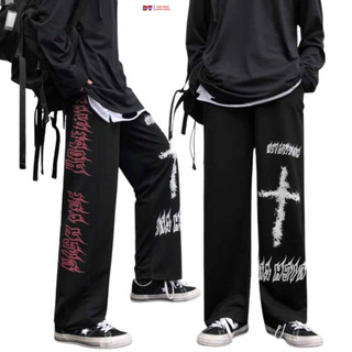 Quần Nỉ Nam Xám Đen Ống Rộng In Hình Thánh Gía Chất Nỉ Unisex Form Đứng Dáng Dài BIGSIZE 40-68kg K1