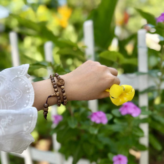 Vòng tay trầm hương cặp đôi 54 hạt mix charm chữ thập “Vạn Phúc”  TRACY GIFTS, tuổi trầm 7-10 năm quà tặng ý nghĩa