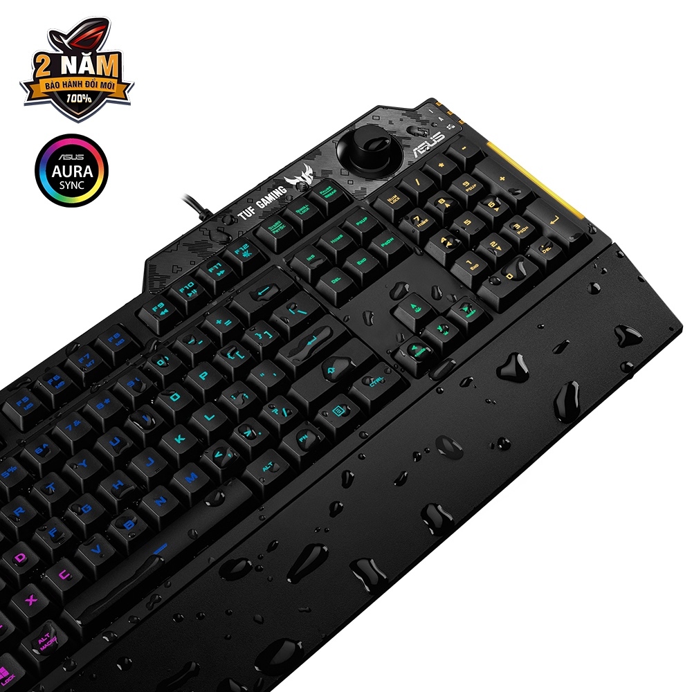 [LIVE] Bàn phím ASUS TUF GAMING K1 có dây - giả cơ, Aura Sync, đệm tay tháo rời, hống thấm nước, núm âm lượng điều chỉnh