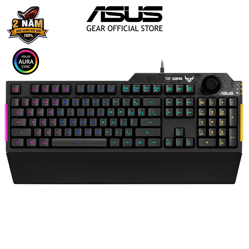 [LIVE] Bàn phím ASUS TUF GAMING K1 có dây - giả cơ, Aura Sync, đệm tay tháo rời, hống thấm nước, núm âm lượng điều chỉnh