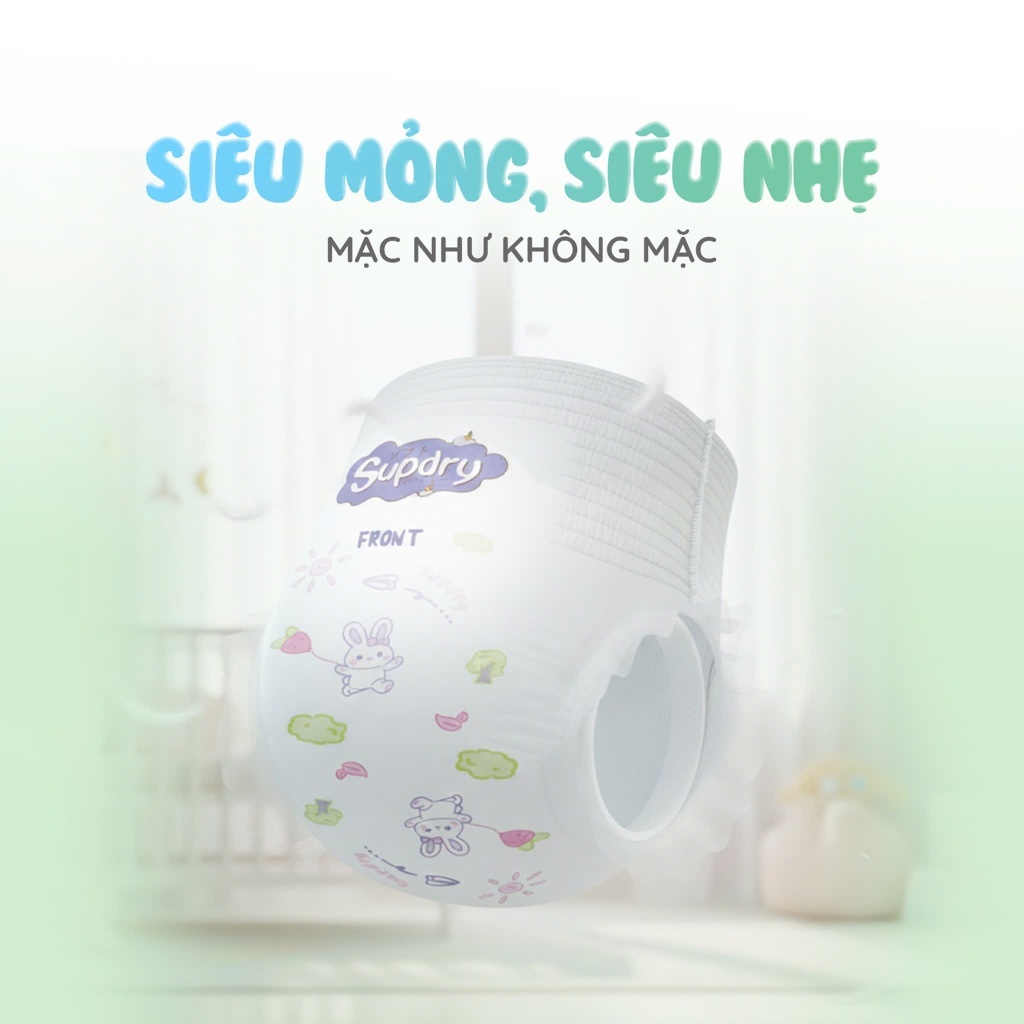 COMBO 10 Miếng Dùng Thử Tã/Bỉm Supdry Eco Êm Ái, Khô Thoáng, Thấm hút tốt Cho bé size M, L, XL, XXL, 3XL