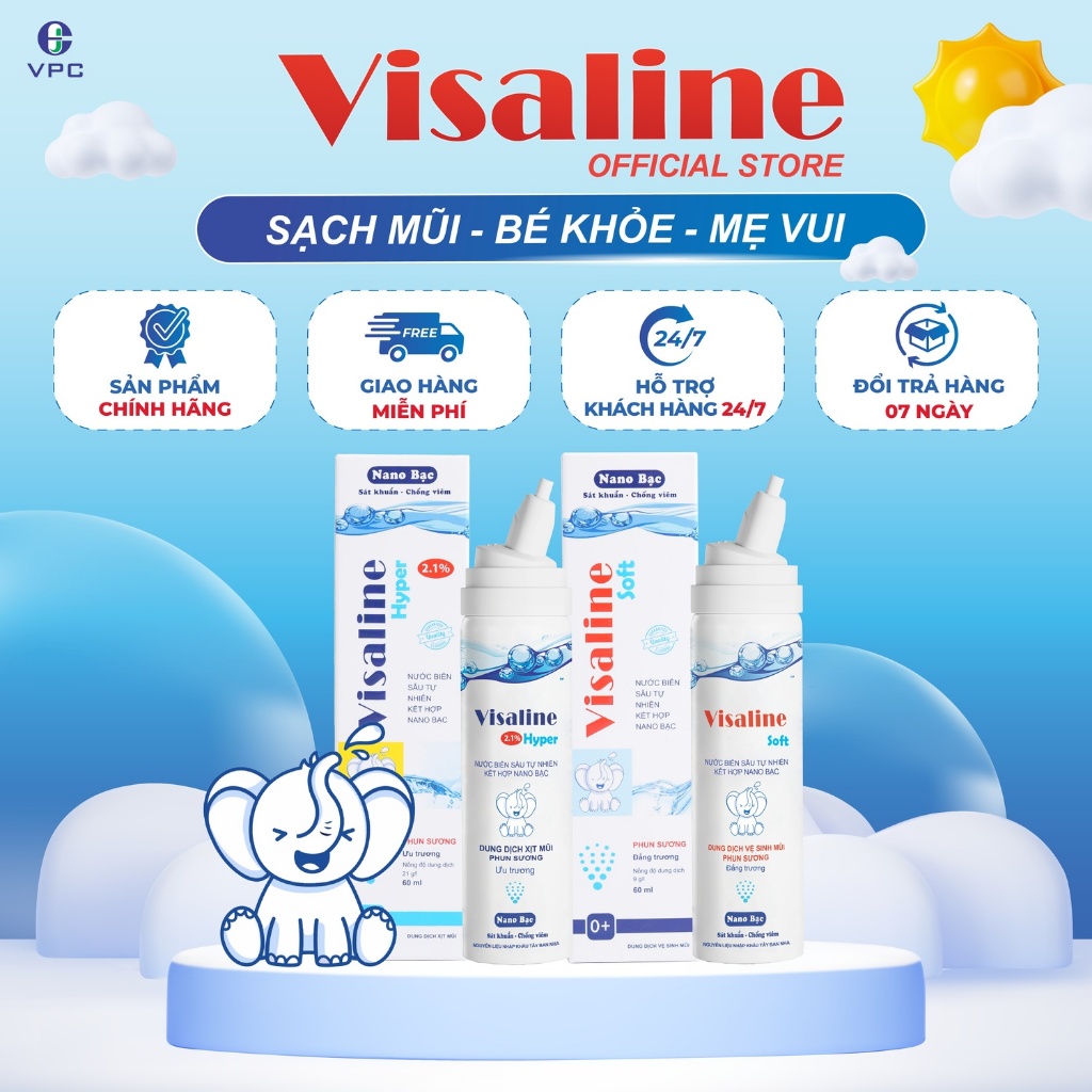 2 CHAI XỊT VISALINE SOFT + HYPER - GIẢM NGHẸT SỔ VIÊM MŨI (60ML/1CHAI)