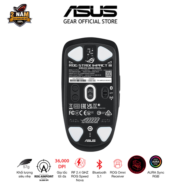 [LIVE] Chuột Game không dây Asus Rog Strix Impact III wireless (usb 2.4Hz / Bluetooh) DPI 36000, cảm biến Ampoint