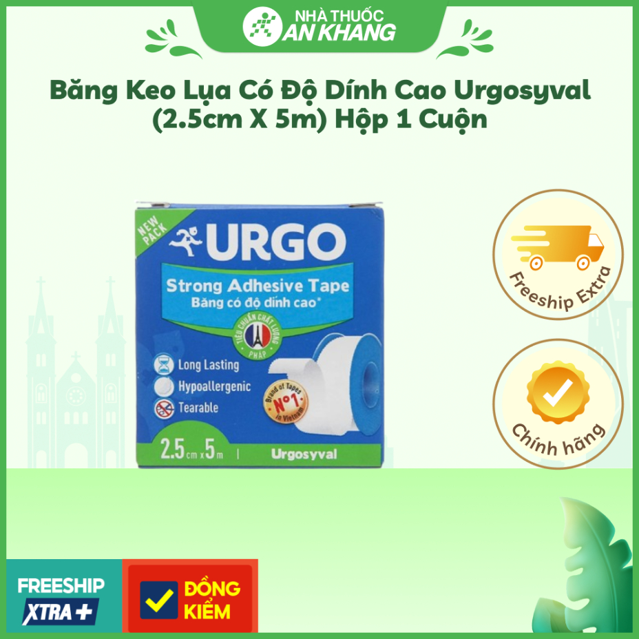 Băng keo lụa có độ dính cao Urgosyval (2.5cm x 5m) hộp 1 cuộn