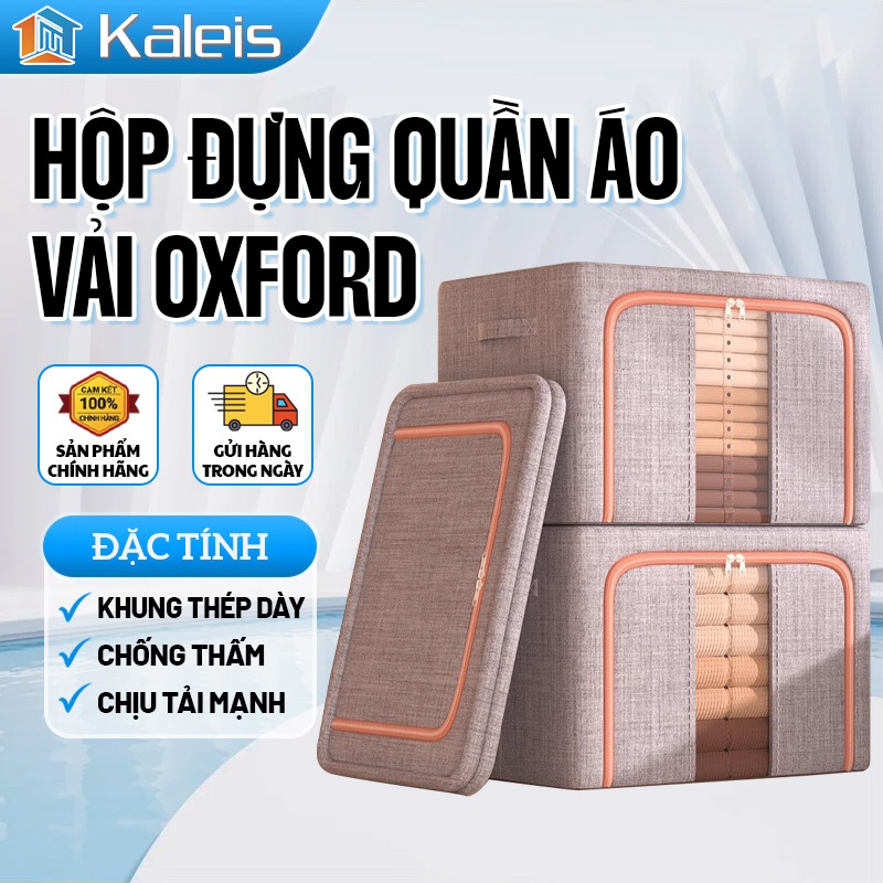 Kaleis Túi Đựng Quần Áo Vải Oxford Khung Thép – Hộp Vải Gấp Gọn Chống Ẩm, Dung Tích Lớn, Túi Lưu Trữ Quần Áo