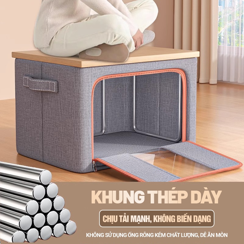Kaleis Túi Đựng Quần Áo Vải Oxford Khung Thép – Hộp Vải Gấp Gọn Chống Ẩm, Dung Tích Lớn, Túi Lưu Trữ Quần Áo