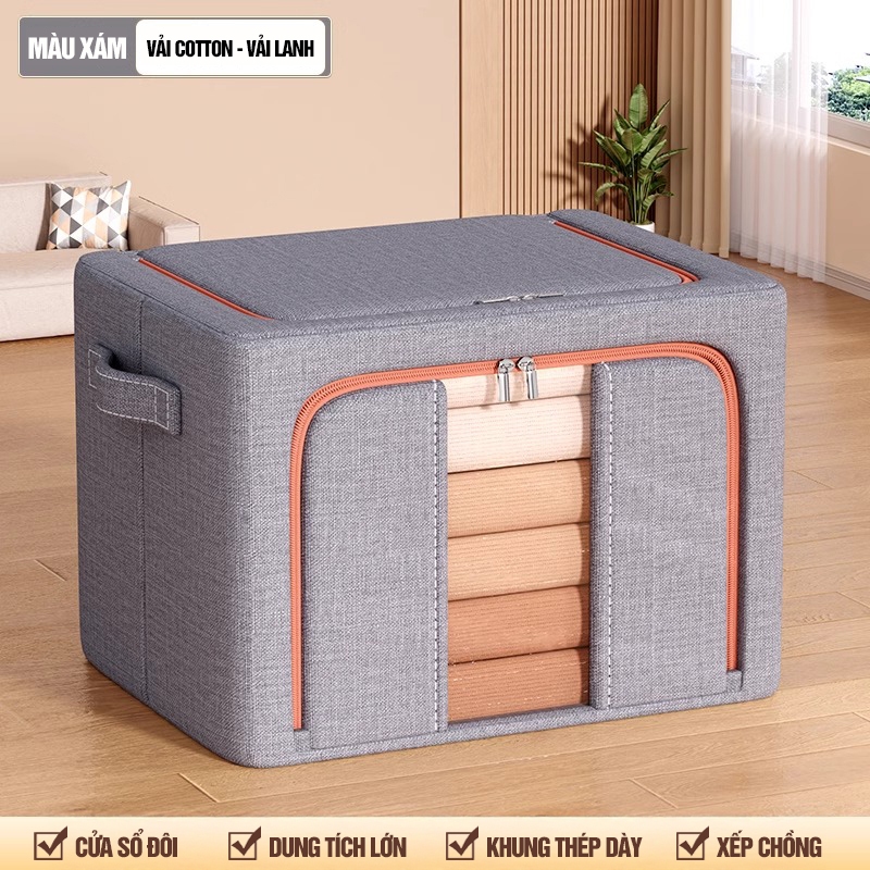 Kaleis Túi Đựng Quần Áo Vải Oxford Khung Thép – Hộp Vải Gấp Gọn Chống Ẩm, Dung Tích Lớn, Túi Lưu Trữ Quần Áo