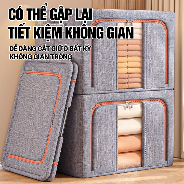 Kaleis Túi Đựng Quần Áo Vải Oxford Khung Thép – Hộp Vải Gấp Gọn Chống Ẩm, Dung Tích Lớn, Túi Lưu Trữ Quần Áo