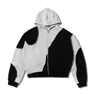 Áo khoác HOODIE SHADOW BOXY màu XÁM-ĐEN fullzip form crop - HIGHCLUB - Unisex.