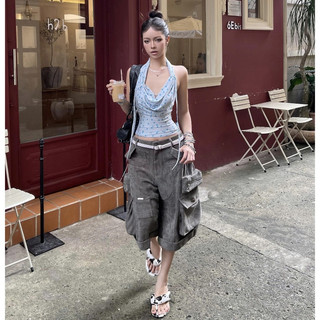 TSUN - Terra Cargo Short Quần Lửng Túi Hộp Ống Rộng Vải Bố Gân Y2K Streetwear Unisex
