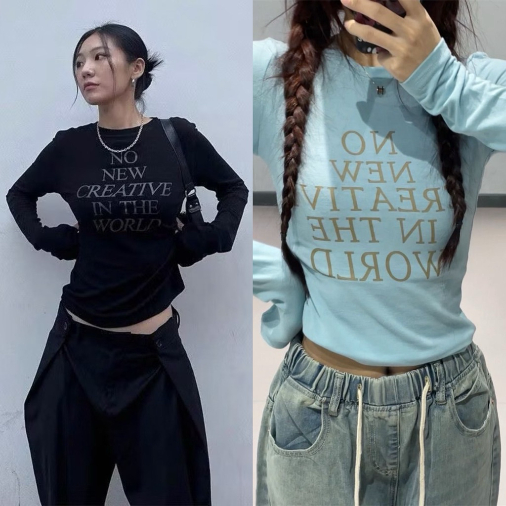 (sẵn xanh)Áo thun cotton dài tay cổ tròn NO NEW màu đen cơ bản ATDT032 - Tiktik