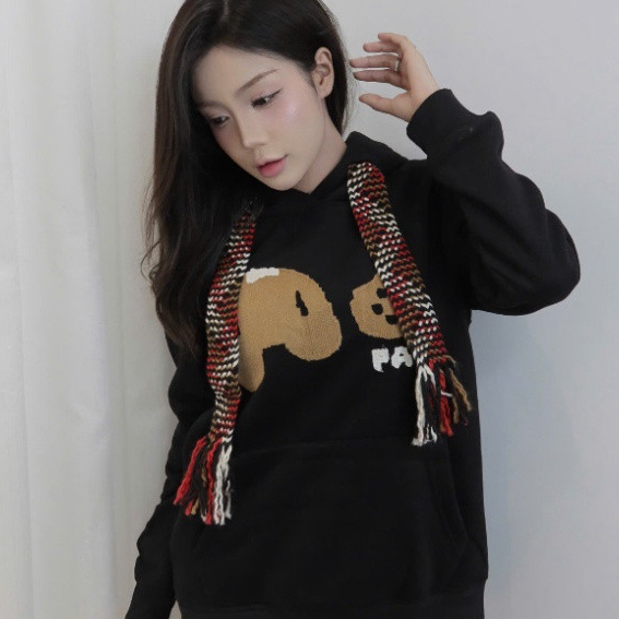 Áo Hoodie Nam Nữ Devos Studio Thêu Hình Gấu Nâu, Dây Mũ Len Đan Phong Cách Dễ Thương, Phối Palm Boy Phố 2025