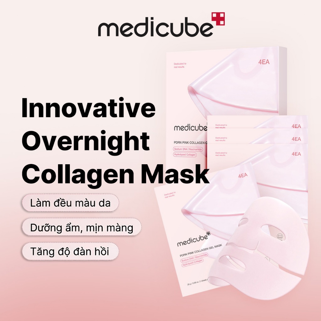 Mặt Nạ Thạch MEDICUBE PDRN Pink Collagen(hộp 4 miếng)/ Kojic Acid Turmeric Brightening Gel Mask