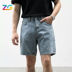 Quần short jean nam ZGO quần jean ống rộng form trên gối chất vải jean dày dặn QZG04