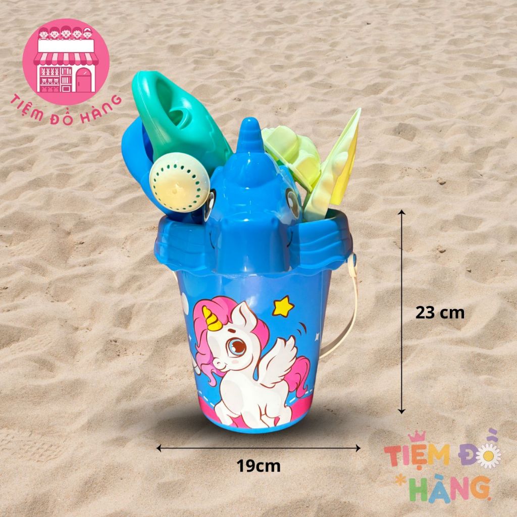 Set Bộ Đồ Chơi Xúc Cát 18 Chi Tiết, Hình Ngựa, Hình Khủng Long Cho Bé Chơi Đùa Trên Biển