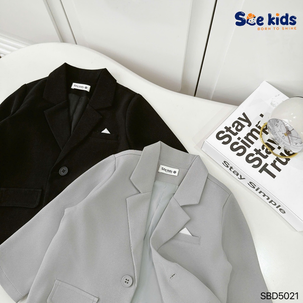 Bộ vest com lê chéo hàn bé trai công tử, bộ suit complet bảnh bao cho bé trai mẫu mới 2025 sbd5021