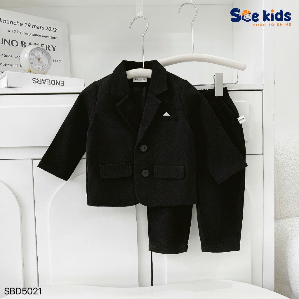 Bộ vest com lê chéo hàn bé trai công tử, bộ suit complet bảnh bao cho bé trai mẫu mới 2025 sbd5021