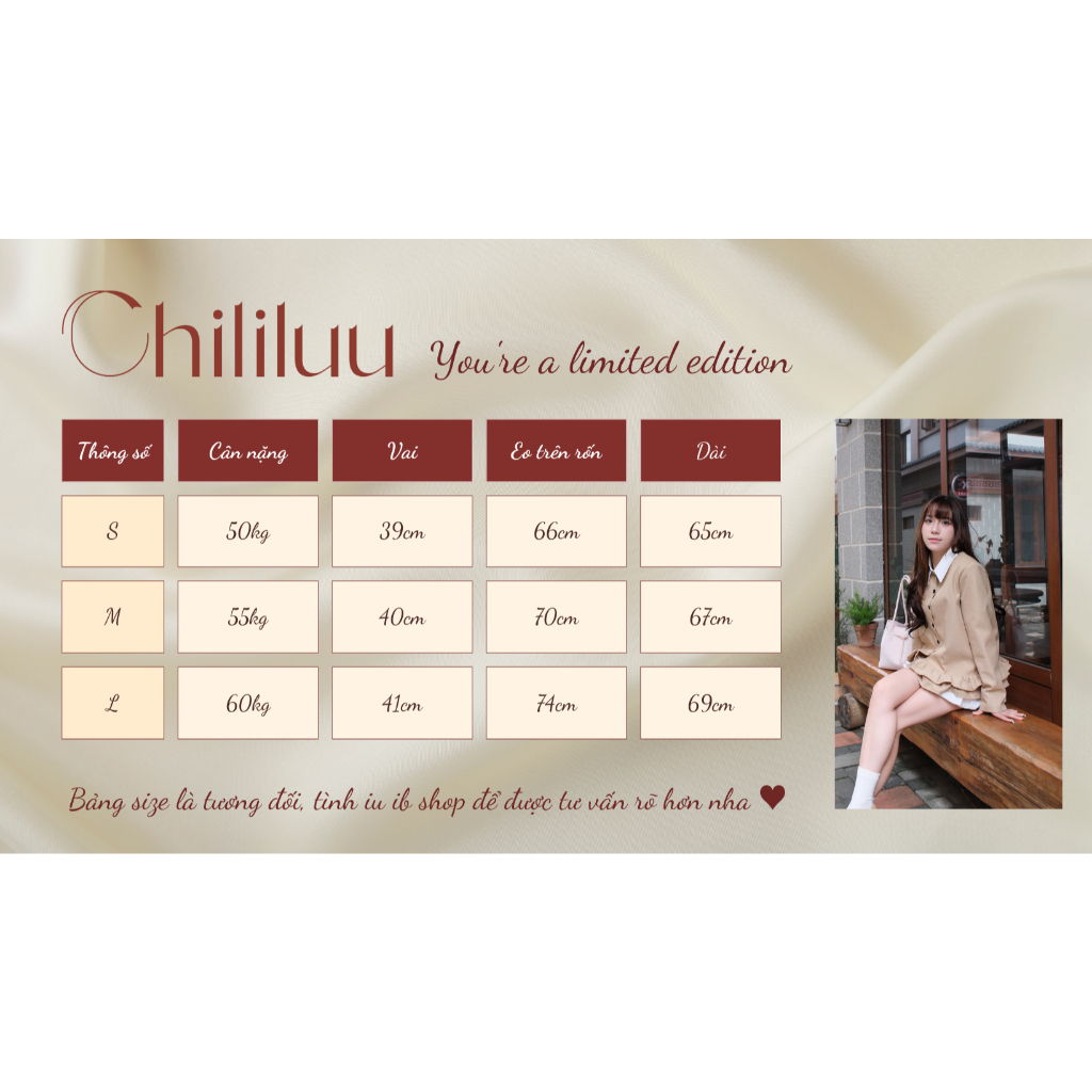 Áo khoác Chililuu cổ tròn gấu bèo phong cách sang chảnh Hàn Quốc