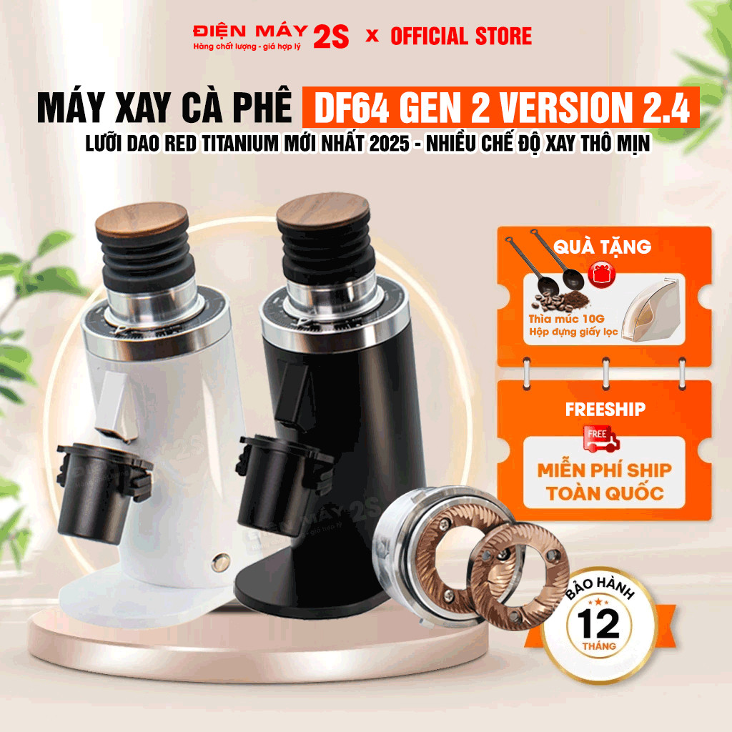 [HCM-Có VAT] Máy Xay Cà Phê DF64 Gen 2 Version 2.4 Single Dose New 2026 - Lưỡi dao nâng cấp Red Titanium -Giá tốt nhất