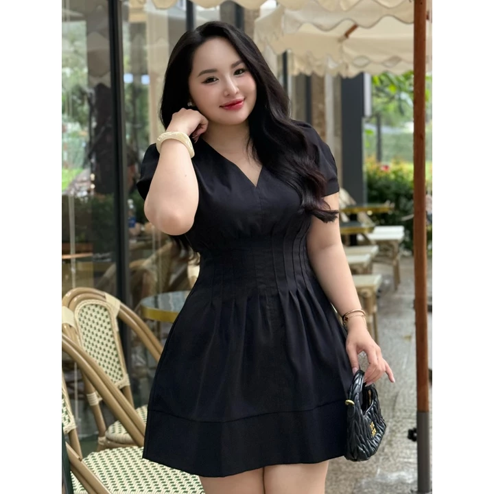 Đầm Bigsize chiết ly eo SAMU BIGSIZE, thon eo, gọn dáng, che khuyết điểm. Đầm xinh,Đầm công sở