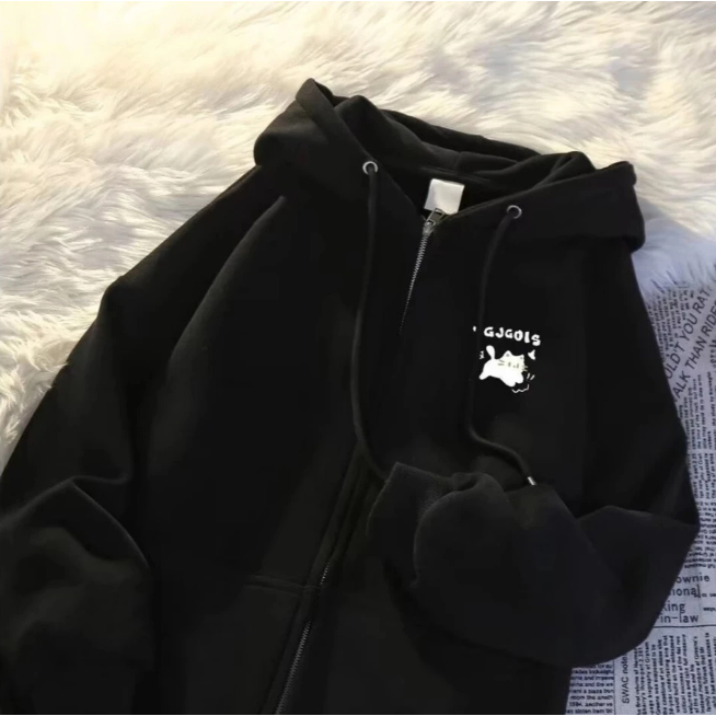 [Peinn] Áo khoác nỉ Hoodie zip unisex .Áo Khoác Form Rộng Unisex Nam Nữ mặc đều đẹp_Áo khoác mèo Gogi