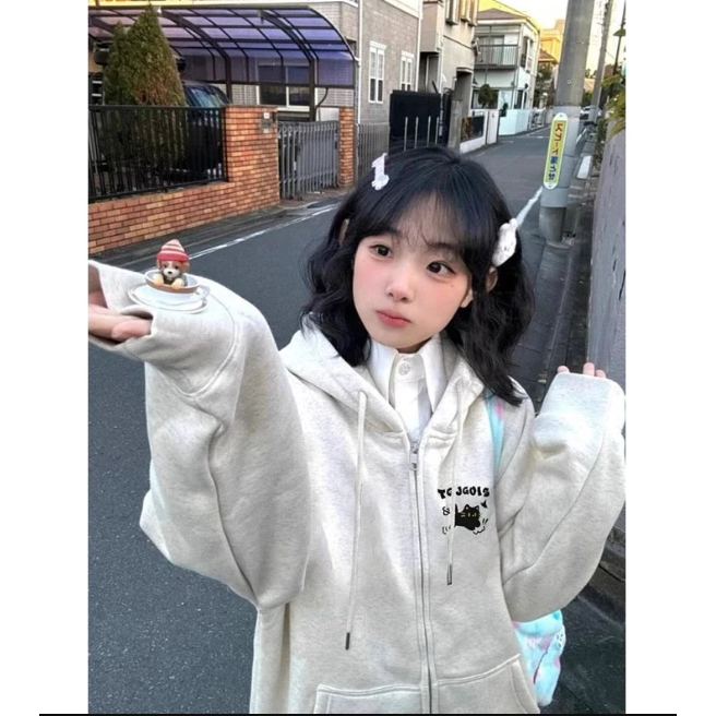 [Peinn] Áo khoác nỉ Hoodie zip unisex .Áo Khoác Form Rộng Unisex Nam Nữ mặc đều đẹp_Áo khoác mèo Gogi