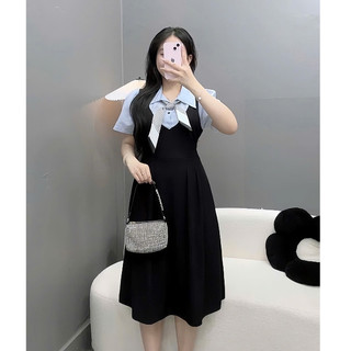 Váy đầm bigsize nữ dáng dài dự tiệc – phối áo sơ mi thanh lịch, che bụng siêu tốt 58-92kg A690
