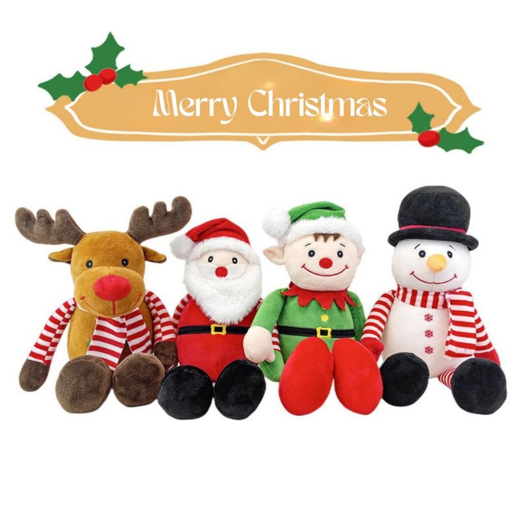 Gấu Bông Ông Già Noel, Người Tuyết, Tuần Lộc Tay Dài Kẻ Quà Tặng Giáng Sinh Cho Người Thân, Trang Trí Decor Noel