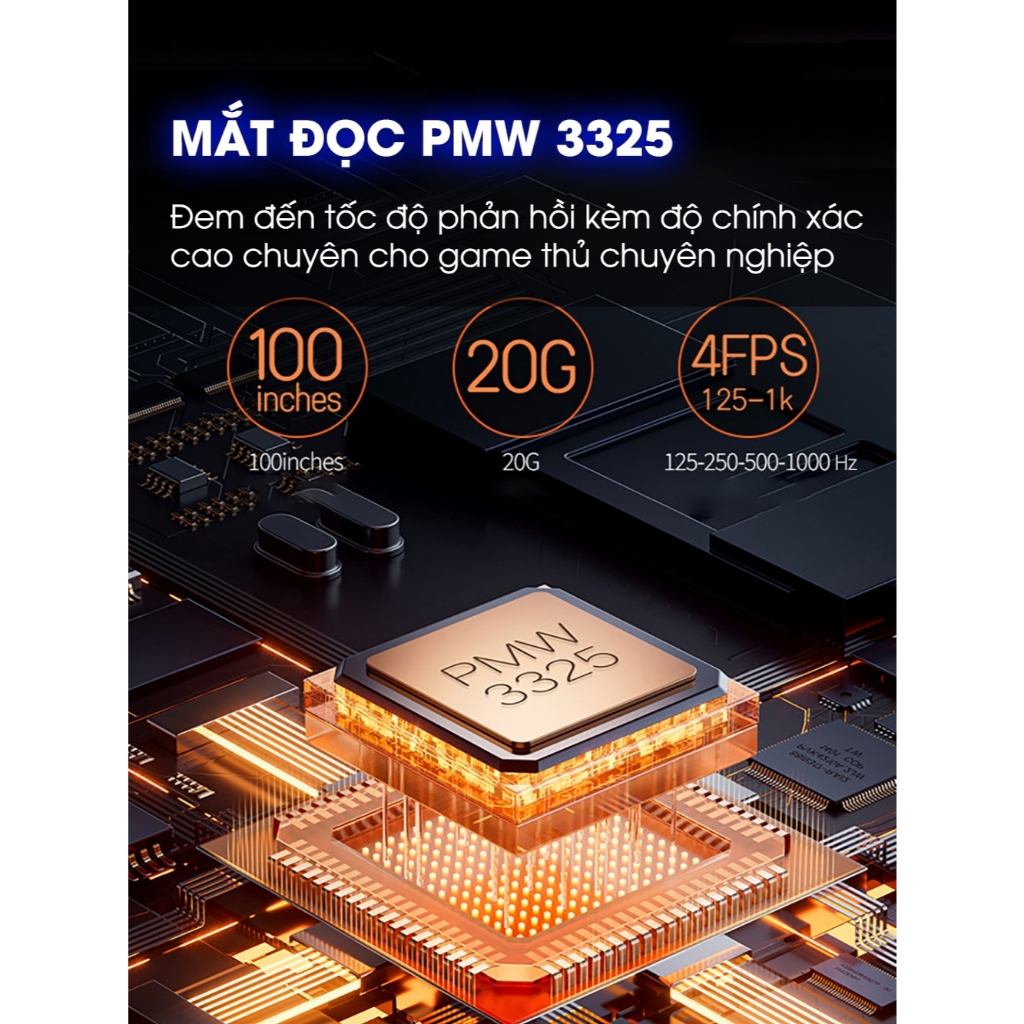 Chuột gaming không dây G17 bluetooth pin sạc nhẹ có lỗ chip PMW3325 3 mode wirless 2.4g RGB .