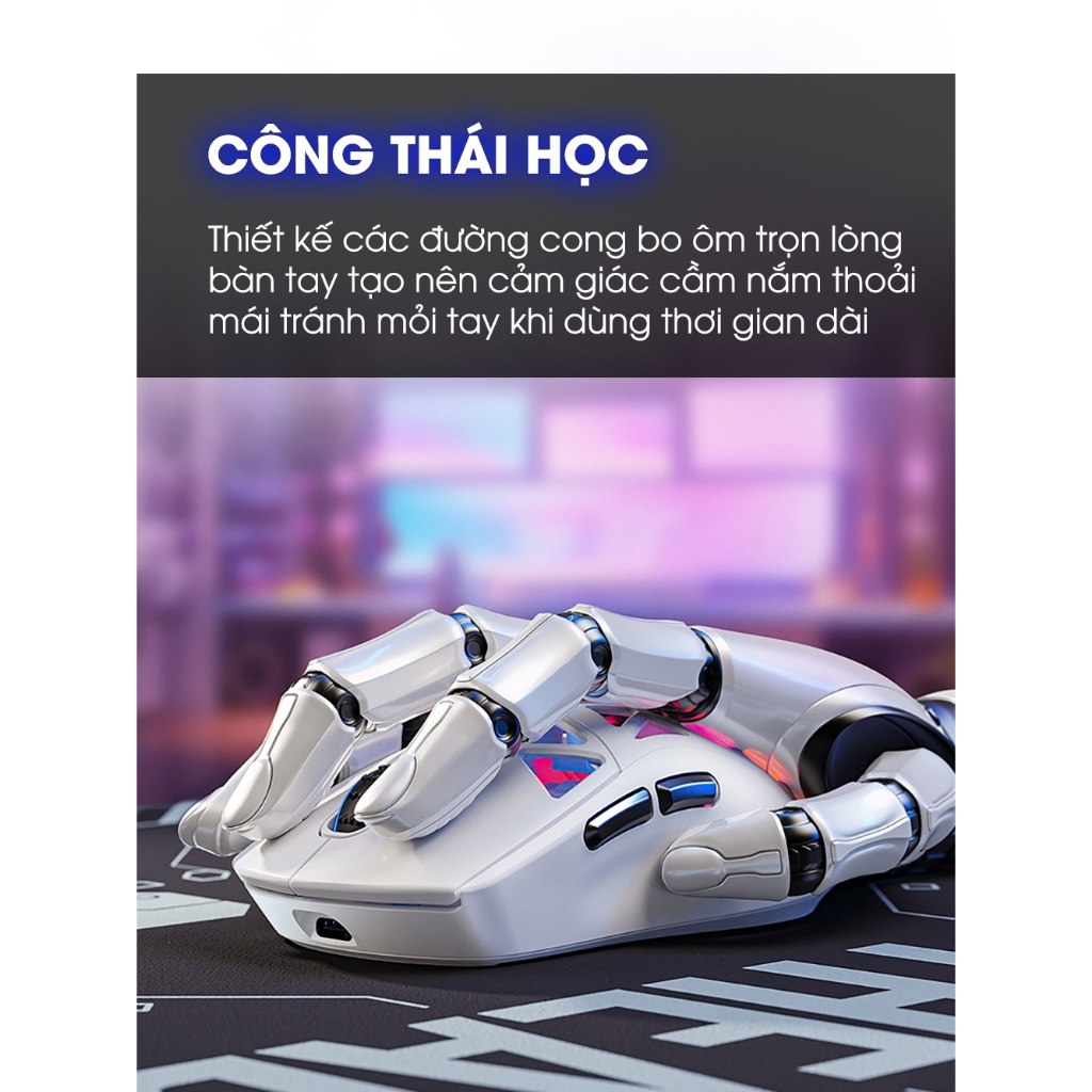 Chuột gaming không dây G17 bluetooth pin sạc nhẹ có lỗ chip PMW3325 3 mode wirless 2.4g RGB .