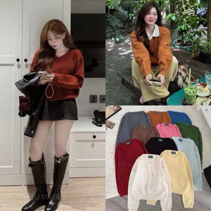 Áo len cổ tim chất len lông thỏ hàng QC siêu hot A5582