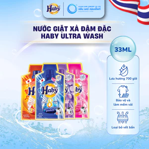 1 Gói nhỏ dùng thử 33ml Nước giặt đậm đặc HABY ULTRAWASH 8in1–Sạch sâu, thơm lâu, khử mùi hiệu quả