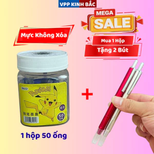 Combo 1 Hộp Mực Ống Không Xóa 50 Ống Tặng 2 Bút Máy EF Đủ Màu Cơ Bản Cho Học Sinh Tiểu Học