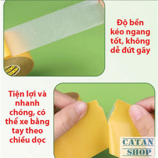 Cuộn 18m Băng Keo 2 Mặt Vải Lưới Siêu Dính , Băng Keo Kết Dính Trên Các Bề Mặt Không Để Lại Vệt Keo