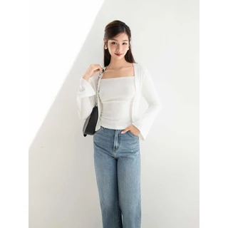 MARC FASHION Set Áo Hai Dây Nhún Ngực Phối Cardigan - CBSE112502