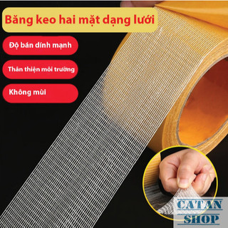 Cuộn 18m Băng Keo 2 Mặt Vải Lưới Siêu Dính , Băng Keo Kết Dính Trên Các Bề Mặt Không Để Lại Vệt Keo